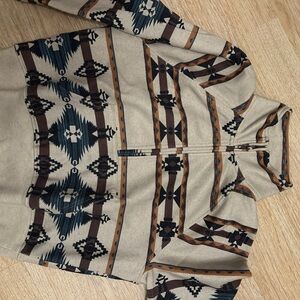 Shyanne Beige and Blue Patterned Utility Jacket